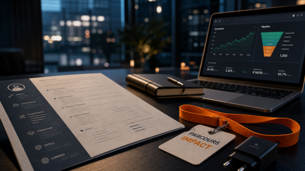 Emploi e commerce : CV e-commerce et tableau analytics au bureau