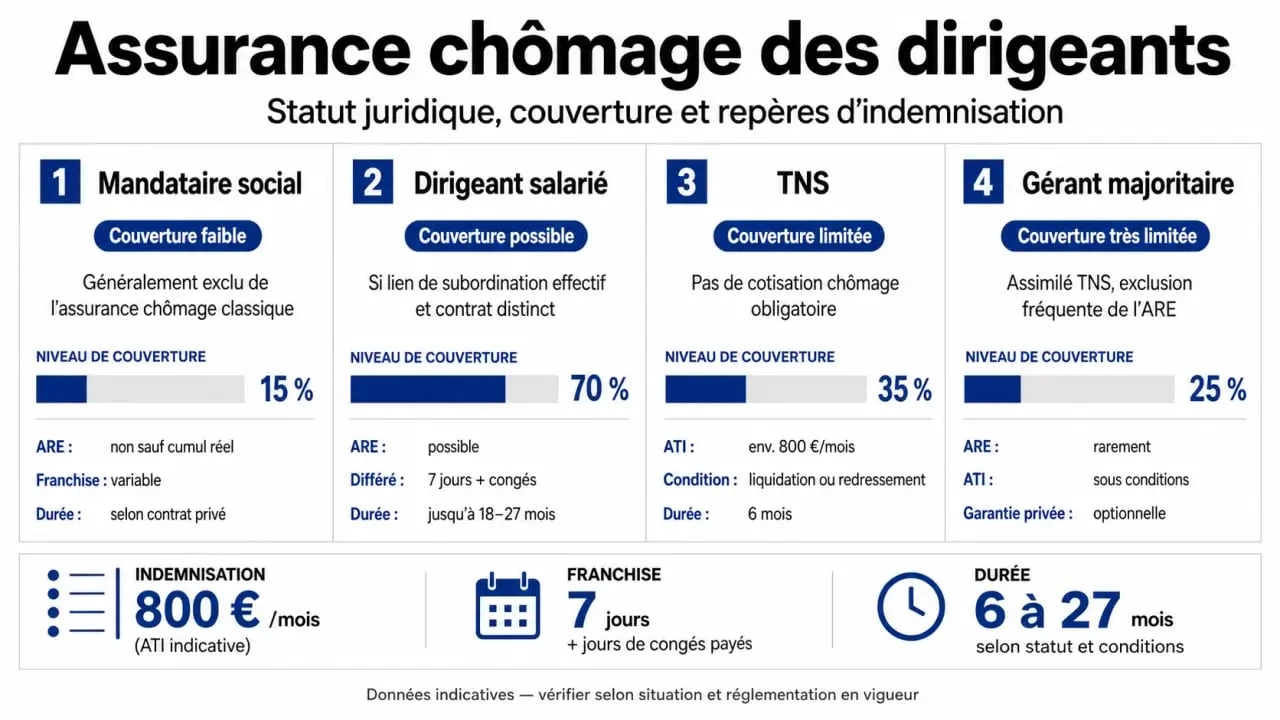 Assurance chomage chef d entreprise : comparaison visuelle des statuts et des niveaux de couverture