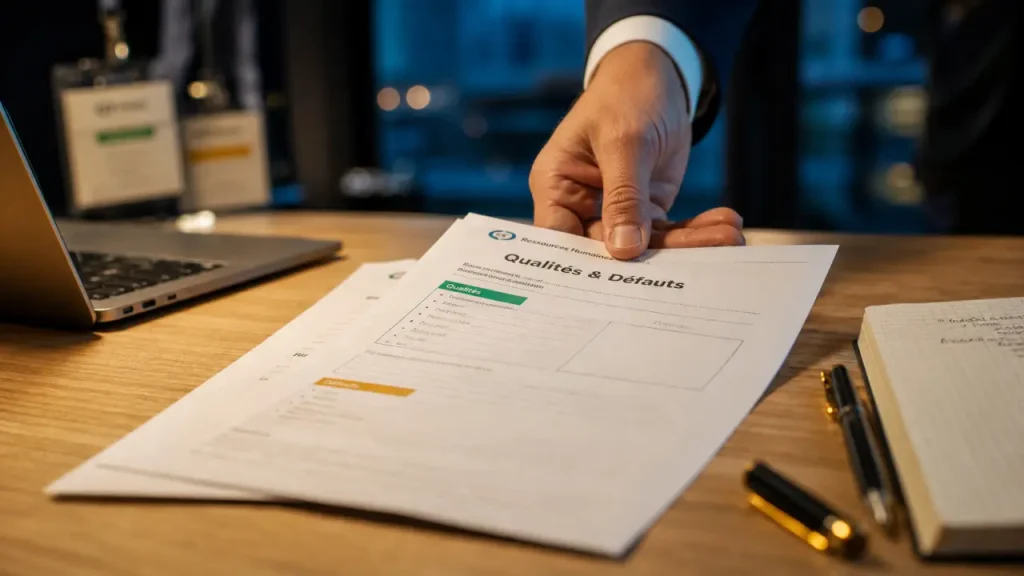 entretien embauche qualité défaut : formulaire sur bureau