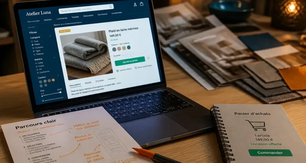 Exemple de boutique en ligne : design, CMS et réassurance pour vendre