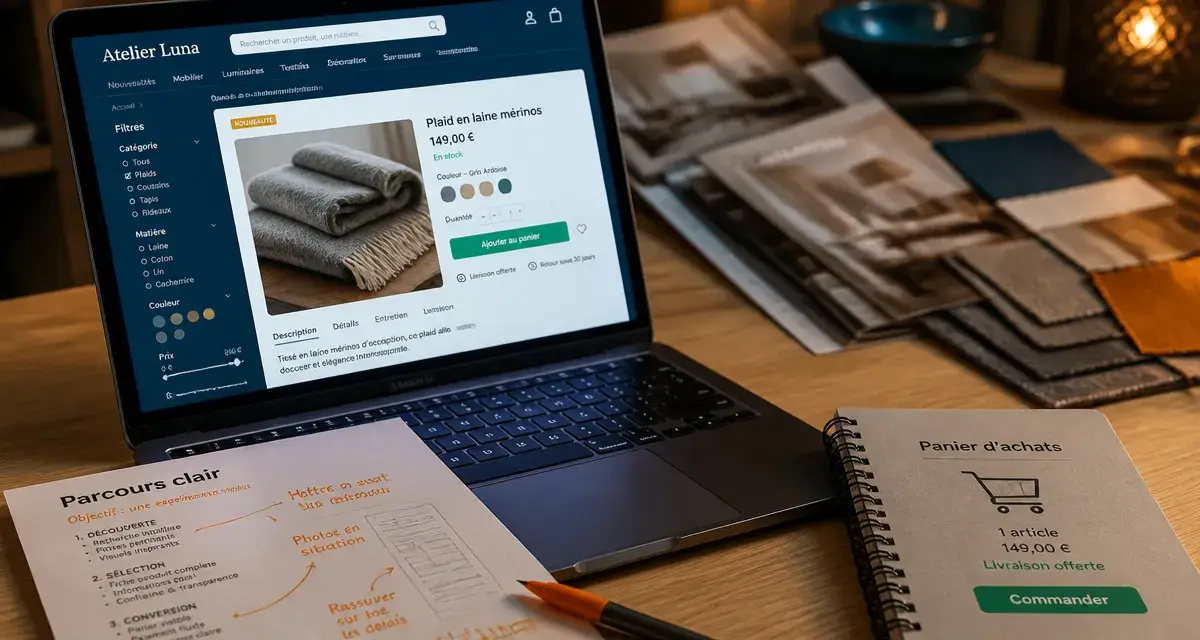 Exemple de boutique en ligne : design, CMS et réassurance pour vendre