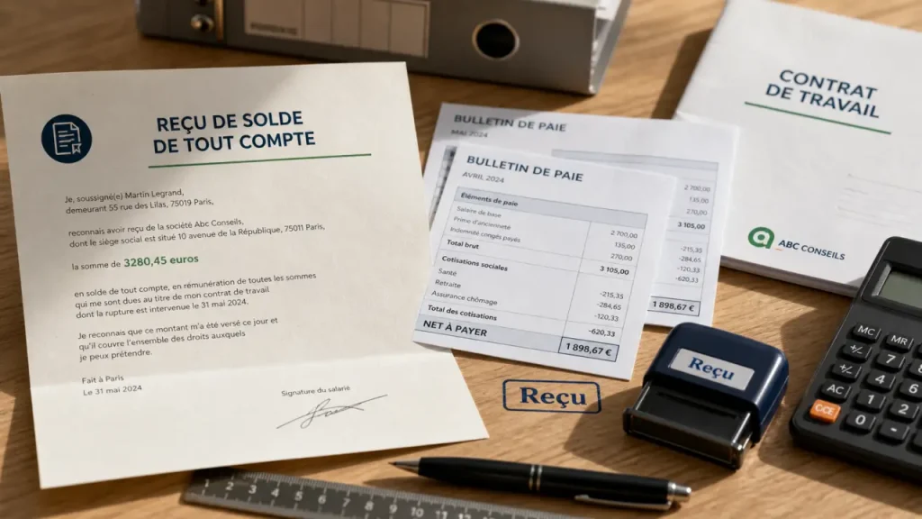 Montant solde de tout compte : reçu et bulletins de paie à vérifier