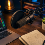 Podcast entreprise en studio : micro et enregistrement