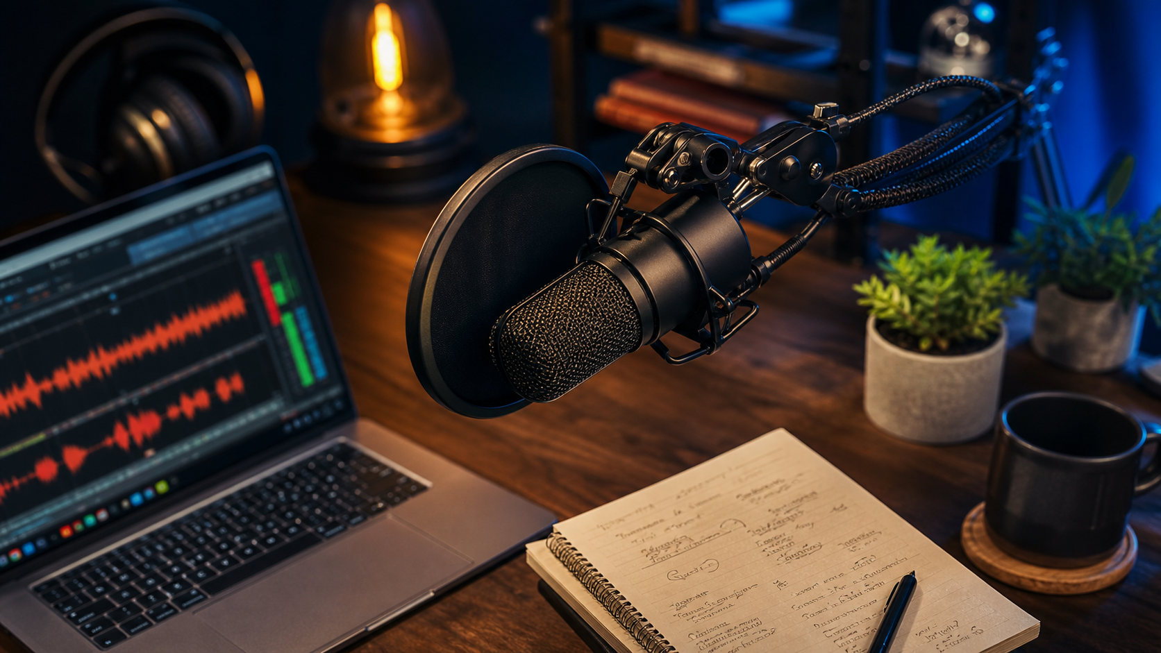 Podcast entreprise en studio : micro et enregistrement