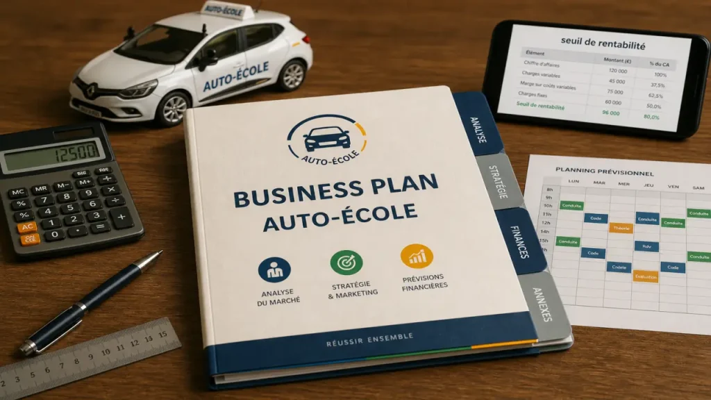business plan auto ecole : coûts, agrément et prévisionnel sur 3 ans