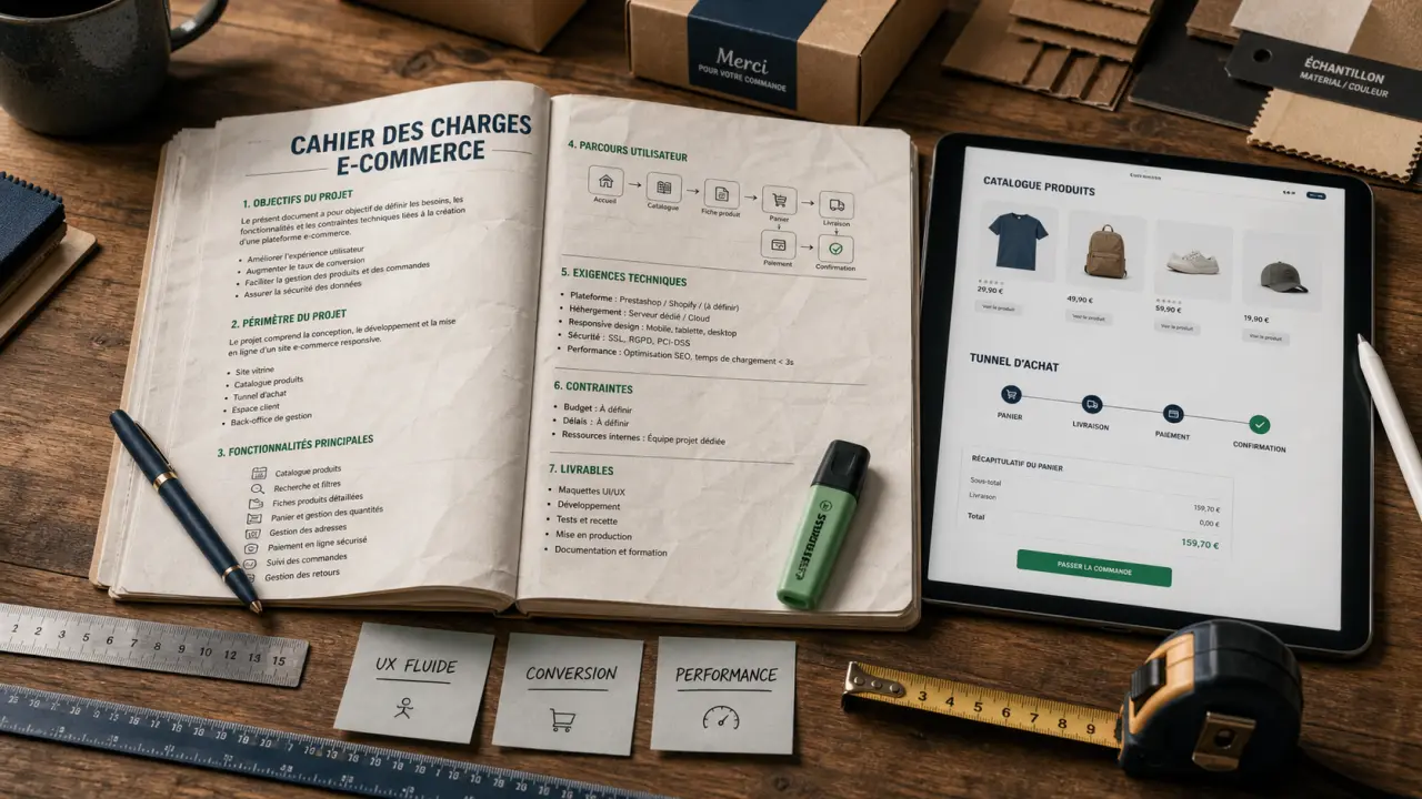 Cahier des charges pour site e commerce : 7 rubriques avant devis