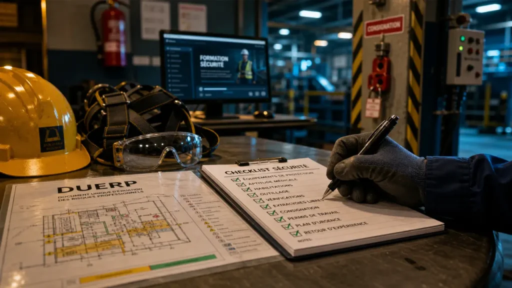 Formation sécurité au travail : checklist sécurité, EPI et DUERP en atelier