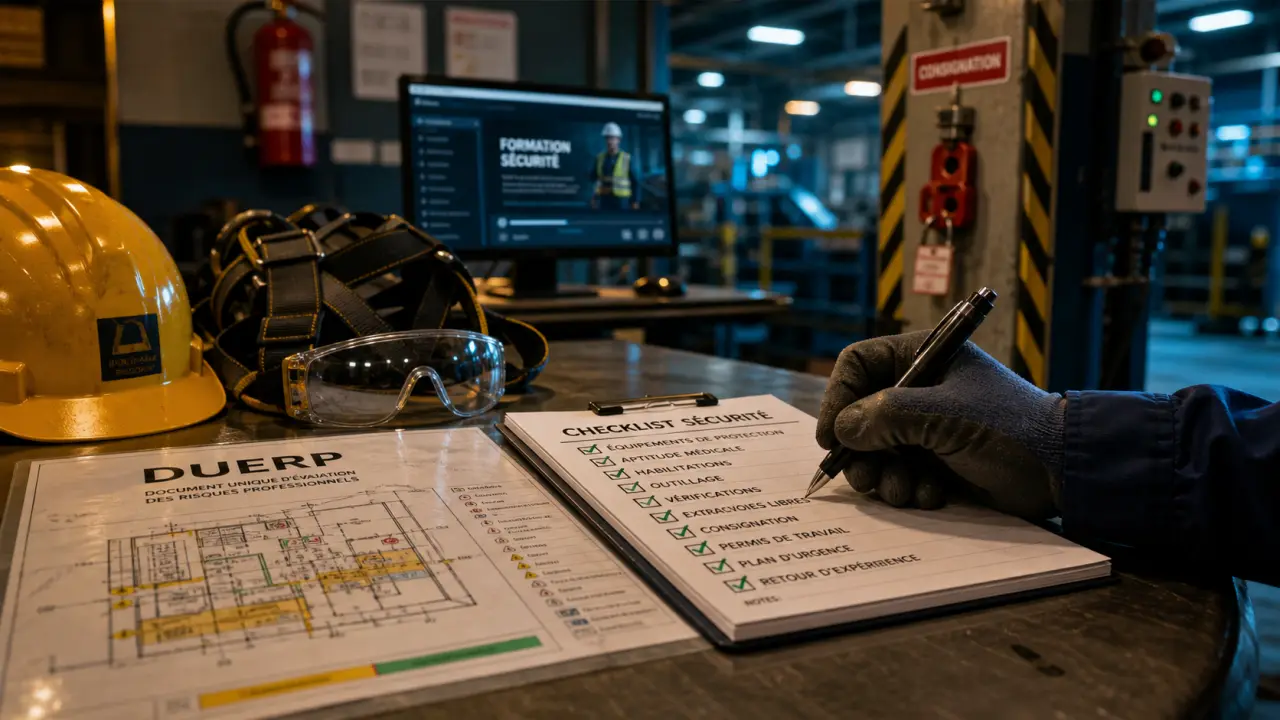 Formation sécurité au travail : checklist sécurité, EPI et DUERP en atelier