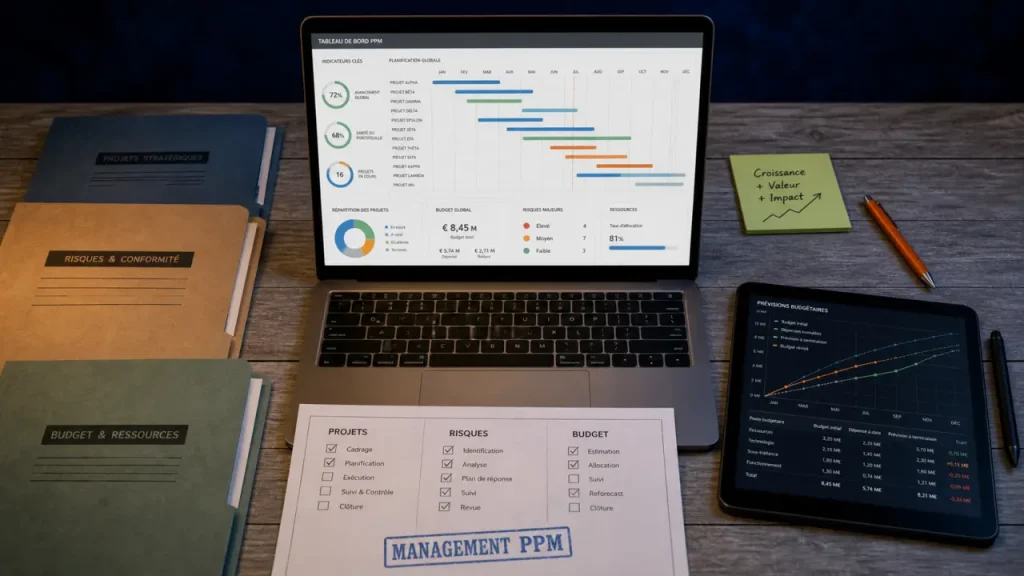 Logiciel de gestion de portefeuilles projet : dashboard PPM, reporting, gouvernance