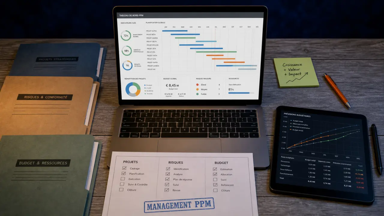 Logiciel de gestion de portefeuilles projet : dashboard PPM, reporting, gouvernance