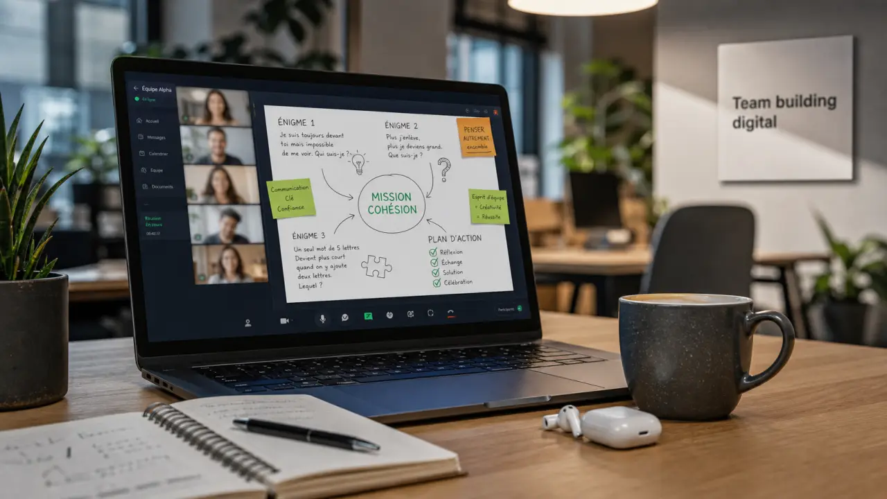 Team building digital en visioconférence sur ordinateur