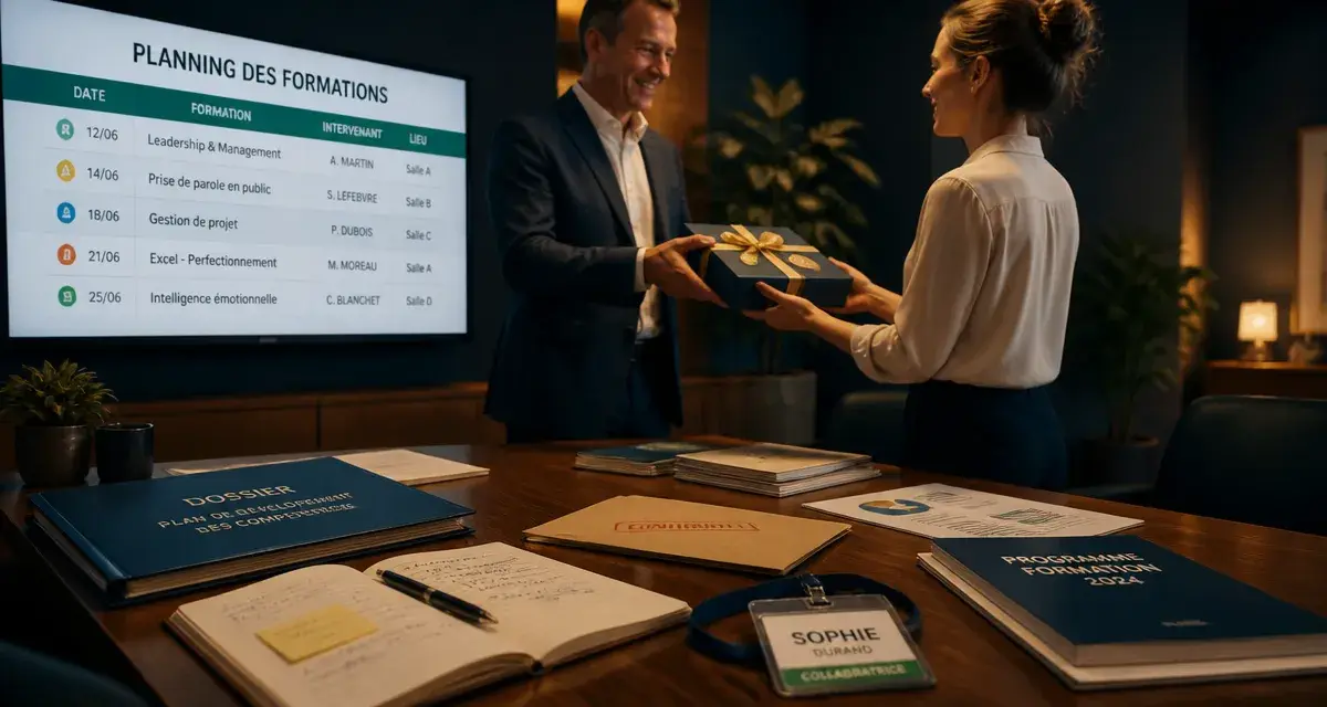 Récompenser les salariés en entreprise : manager remet une récompense en réunion