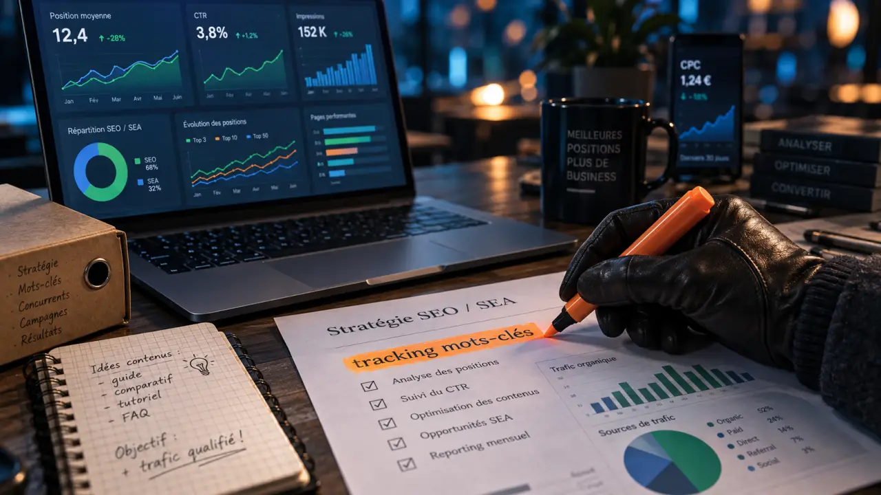 Tracking mot clé search marketing : tableau SEO, positions et CTR