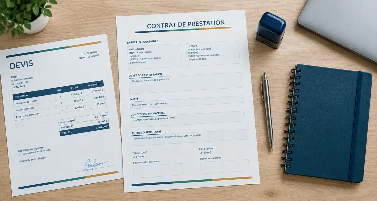 Contrat prestation de service exemple : modèle vierge et clauses à vérifier