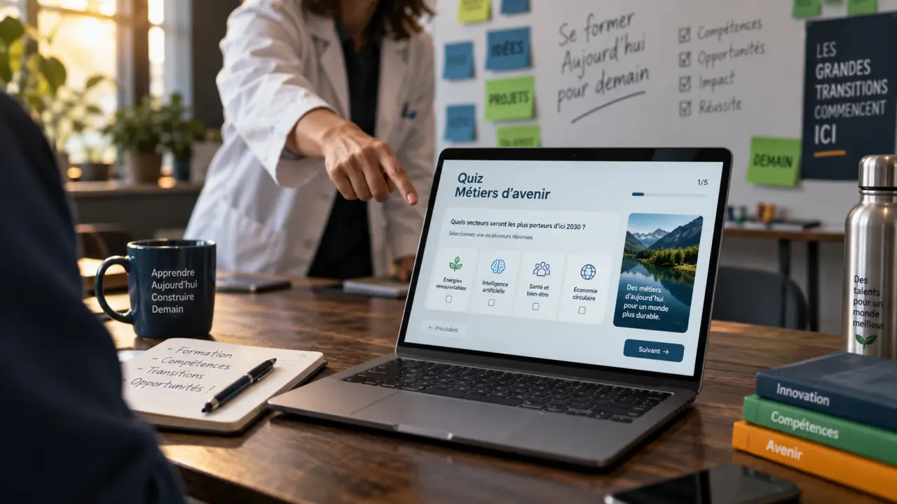 Metier avenir : salle de formation, quiz métiers d’avenir sur ordinateur