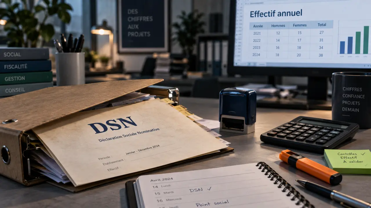 Nombres de salariés : effectif annuel DSN en comptabilité